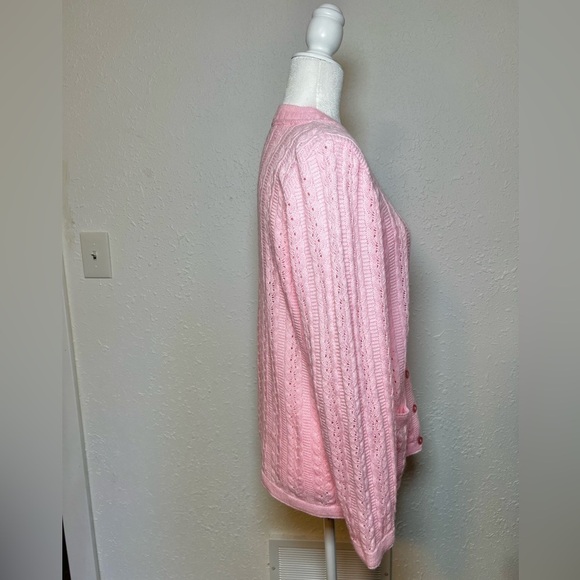 VNTG Glamor Knit Barbiecore Pink Knit Cardigan - Picture 2 of 7